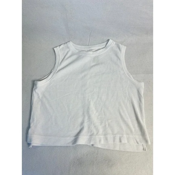 Athleisure Athletic Works Women L Blue White Running Shorts Waffle Knit Tank Set - Picture 12 of 12